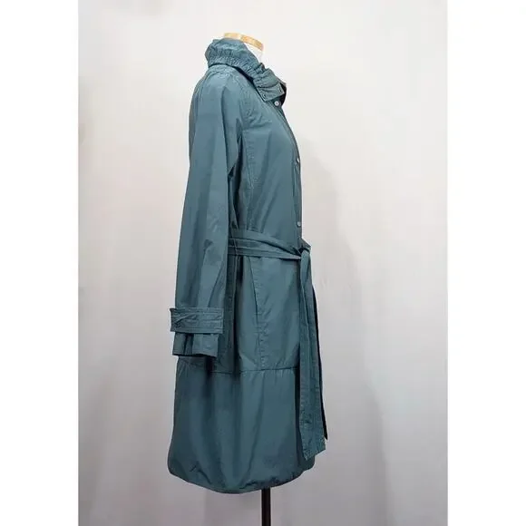 Eileen Fisher Jacket Teal Green Lightweight Belt Trench Misses Size XS Flaws - Picture 3 of 10